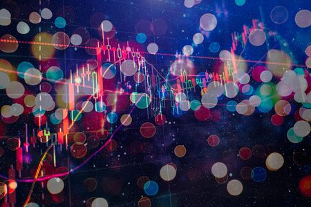 trading on the currency market Forex. Currency exchange rate for world currency: US Dollar, Euro, Frank, Yen. Financial, money, global finance, stock market backgroundの写真素材