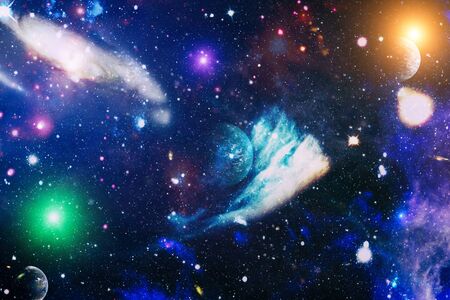 Futuristic abstract space background. Cosmic clouds of mist on bright colorful backgrounds.の写真素材