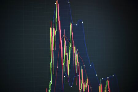 Bar graphs, Diagrams, financial figures. Forex chart. Candle stick graph chart of stock market investment trading. The Forex graph chart on the digital screen.の写真素材