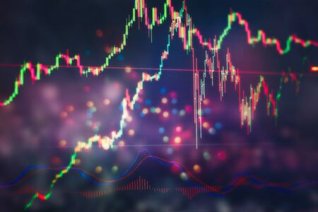 Bar graphs, Diagrams, financial figures. Forex chart. Candle stick graph chart of stock market investment trading. The Forex graph chart on the digital screen.の写真素材