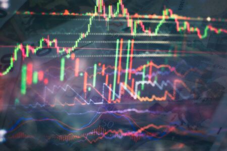 Stock trading, crypto currency background.The business plan at the meeting and analyze financial...