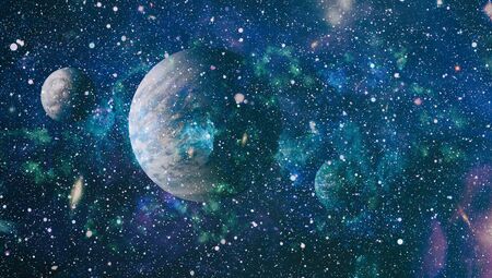 Star particle motion on black background, starlight nebula in galaxy at universe Space background.