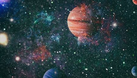 Colored nebula and open cluster of stars in the universe. Stardust and bright shining stars.