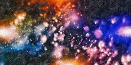 Abstract illustration of blue, green, orange, yellow Watercolor background.