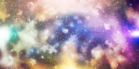 Abstract illustration of blue, green, orange, yellow Watercolor background.