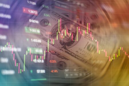 Stock index on the computer monitor . Financial data on a monitor which including of Market Analyze....