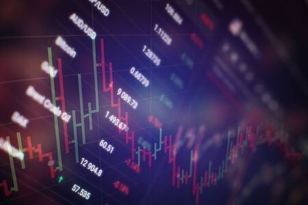Stock index on the computer monitor . Financial data on a monitor which including of Market Analyze....