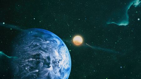 Nebula and star field against space.