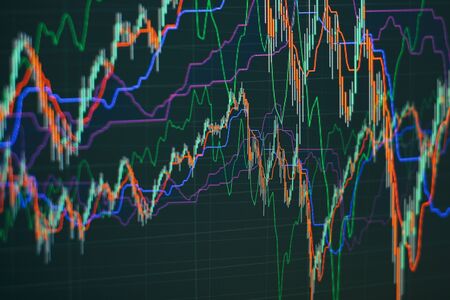 The fall of coronavirus exchanges . forex trading graph and candlestick chart suitable for financial investment concept. Economy trends background for business idea and all art work design. Abstract finance background.の写真素材
