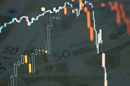 data on a monitor which including of Market Analyze. Bar graphs, Diagrams, financial figures. Forex...