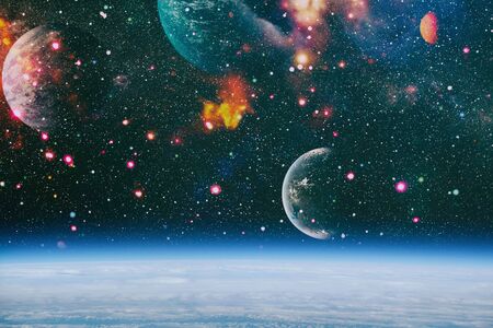 planets, stars and galaxies in outer space showing the beauty of space exploration.