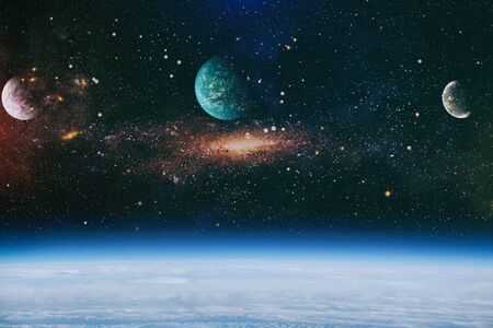 planets, stars and galaxies in outer space showing the beauty of space exploration.の写真素材