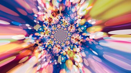 abstract blurred of blue and silver glittering shine bulbs lights backgroundの写真素材