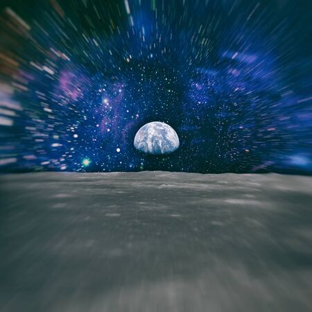 Planet Earth from the moon surface.