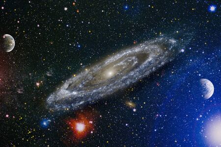 Fiery explosion in space. Abstract illustration of universe.
