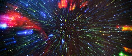 Fiery explosion in space. Abstract illustration of universe.
