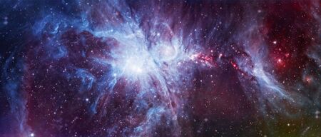 Fiery explosion in space. Abstract illustration of universe.