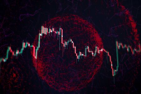 The fall of the world's strongest currencies is a consequence of the crisis. Investment growth concept with price of gold on gold market graph background:の写真素材