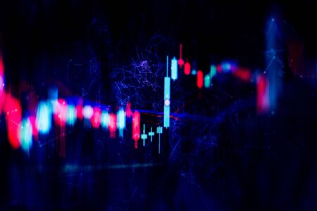 Stock market graph on led screen. Finance and investment concept. Selective focus.