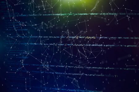 Closeup developing programming and coding technologies. Developer working on web sites codes in...