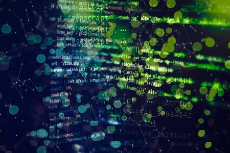 Closeup developing programming and coding technologies. Developer working on web sites codes in...
