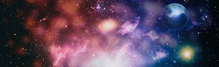 Stellar nebula and cosmic dust, cosmic gas clusters and constellations in deep space.の写真素材