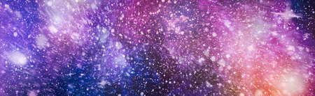 New large panoramic looking into deep space. Dark night sky full of stars. The nebula in outer...