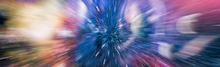 Nebula night starry sky in rainbow colors. Multicolor outer space. Star field and nebula in deep space many light years far from planet Earth.の写真素材