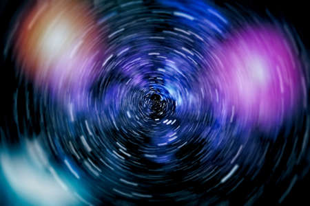 Space Travelling in the Speed of Light. Abstract of warp or hyperspace motion in blue star trail.の写真素材