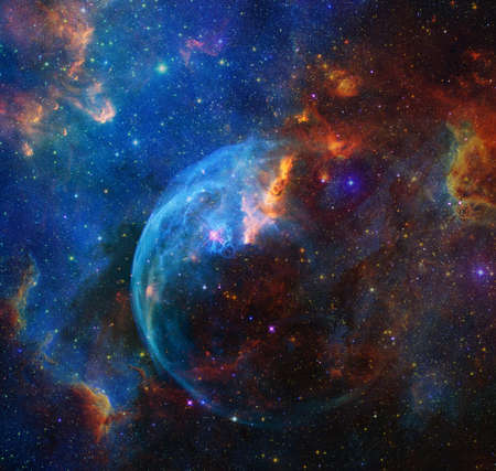 Futuristic abstract space background. Night sky with stars and nebula.の写真素材