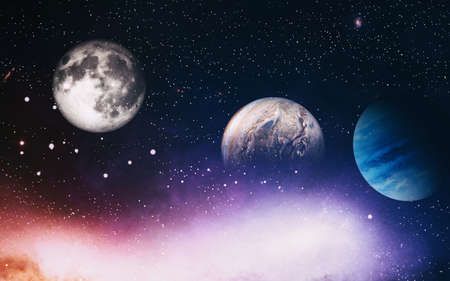 Futuristic abstract space background. Night sky with stars and nebula.