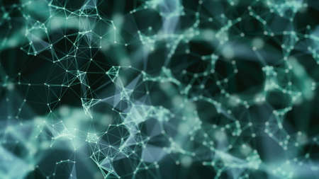 Futuristic polygonal background. Triangular. Wallpaper. Abstract polygonal space low poly dark background with connecting dots and lines. Connection structure.の写真素材