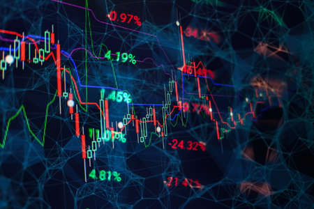 Abstract background with graph chart finance. Business concept . Economic graph with diagrams on the...