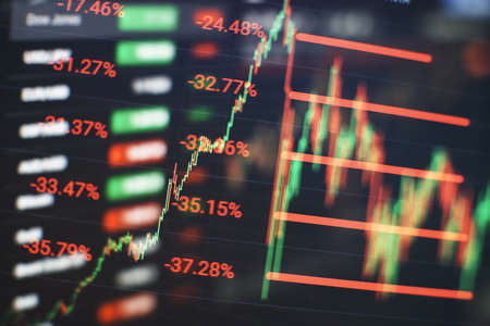 Economic graph with diagrams on the stock market, for business and financial concepts and...