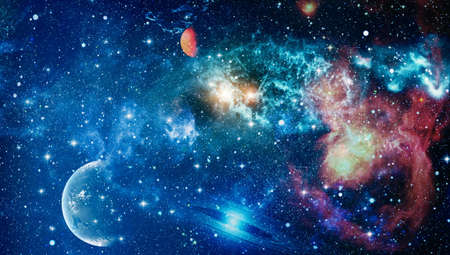 Deep space art. Galaxies, nebulas and stars in universe.