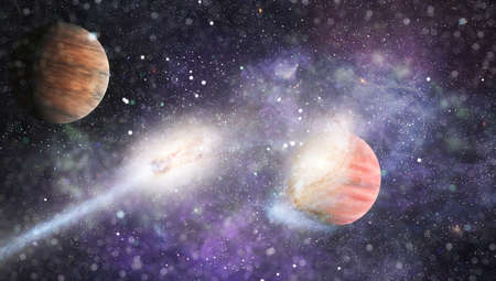 Deep space art. Galaxies, nebulas and stars in universe.