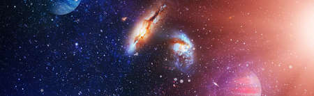 planets, stars and galaxies in outer space showing the beauty of space exploration.