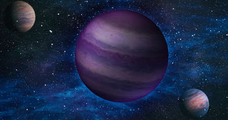 Astronomy graphic design background with nebula and glowing stars in deep universe. Abstract image.