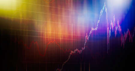 Stock market business graph chart on digital screen. Stock prices chart and Candle stick tracking...