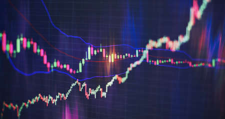 Stock market business graph chart on digital screen. Stock prices chart and Candle stick tracking...