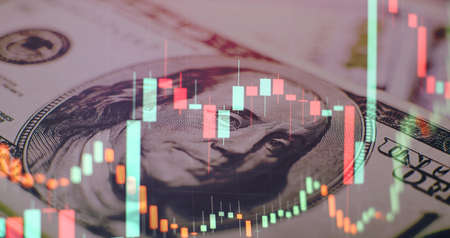 Economic graph with diagrams on the stock market, for business and financial concepts and reports.