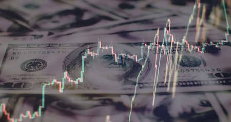 Economic graph with diagrams on the stock market, for business and financial concepts and reports.