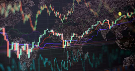 Economy trends background for business idea and all art work design. Abstract finance background. Business success and growth concept.の写真素材