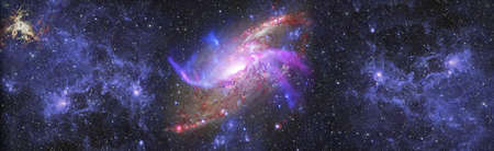 Beautiful galaxy. Chaotic space background. Nebulae and stars.