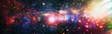 Stars of a planet and galaxy in a free space.