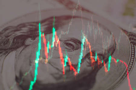 Analytics Report Status Information Analysis Chart Graph in digital screen.の写真素材