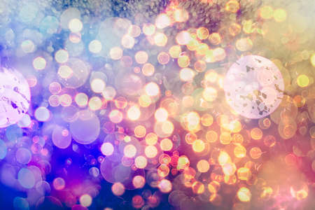 Christmas lights. Gold Holiday New year Abstract Glitter Defocused Background With Blinking Stars...