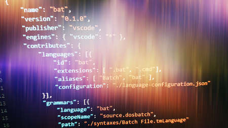 Abstract computer script code. Programming code screen of software developer. Software Programming...