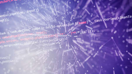 Monitor closeup of function source code. Abstract IT technology background. Software source code.
