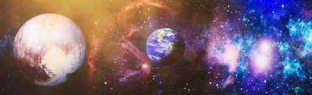 Planet Earth in dark outer space. View of the earth from the moon.